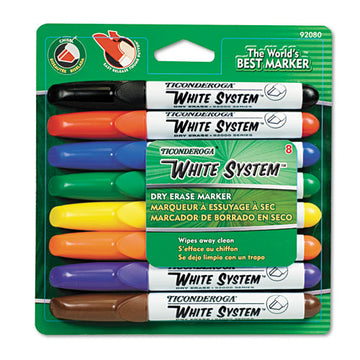 Ticonderoga® White System Marker, Broad Chisel Tip, Assorted Colors, 8-set freeshipping - TVN Wholesale